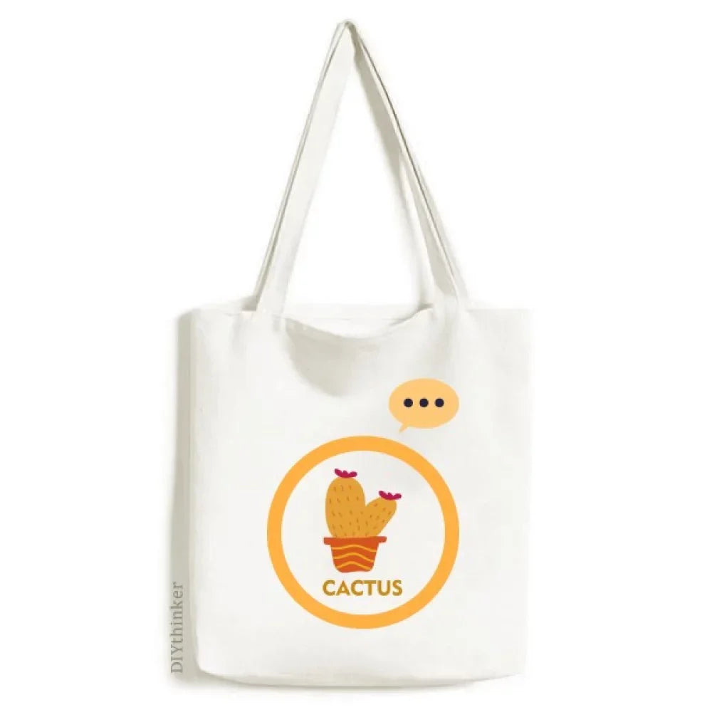 Potted Shoulder Bag Orange Canvas Expression Succulents Sack Tote Cactus