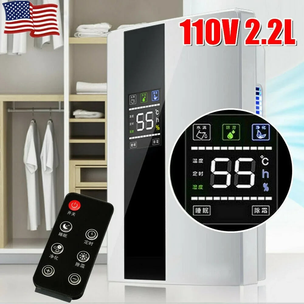 Quiet for 2.2L Dehumidifier Bedroom, Remote W/ Room, 90W Living Sleep Dehumidifier Mode Home fits Intelligent