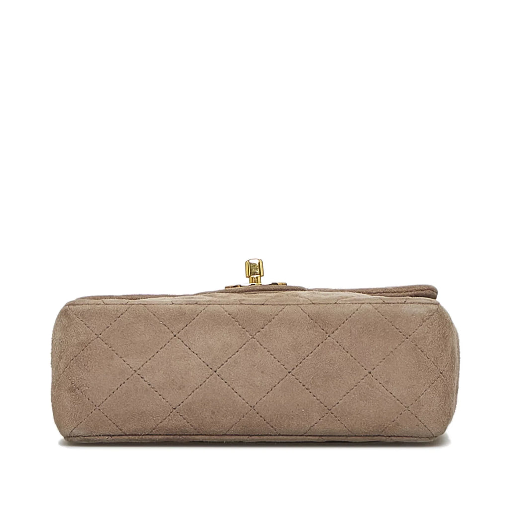 Unisex Suede Single Brown Flap (Good) Crossbody Square Leather Mini Bag Classic Pre-Owned Authenticated