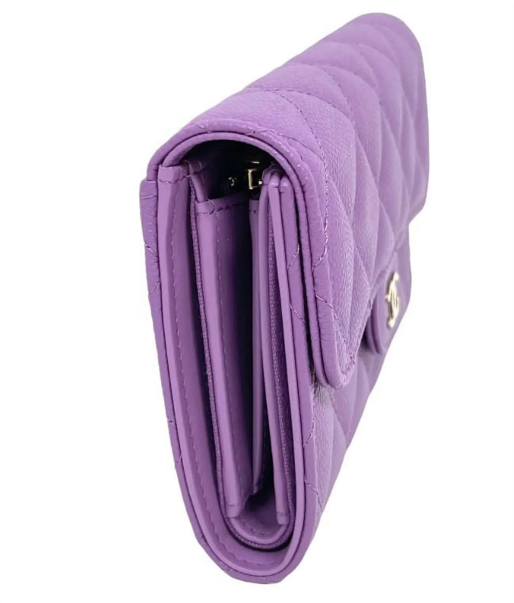 Clutch Long Quilted Purple Wallet Bag Leather NEW