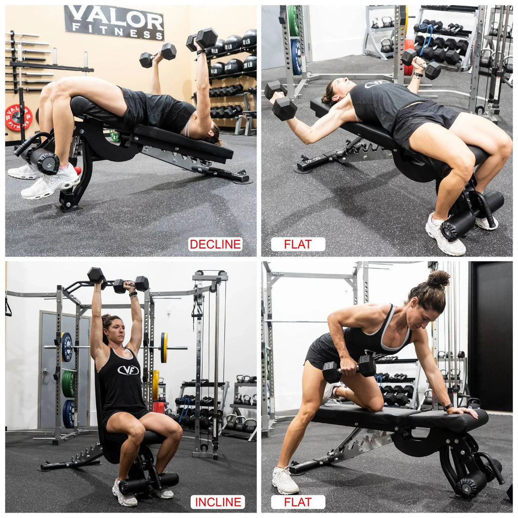 Positions Fitness – -DD-40 Black Duty Flat, Nylon and Weight Bench Incline, Adjustable Including Bench Press, 7 Valor Decline with Wheels Heavy