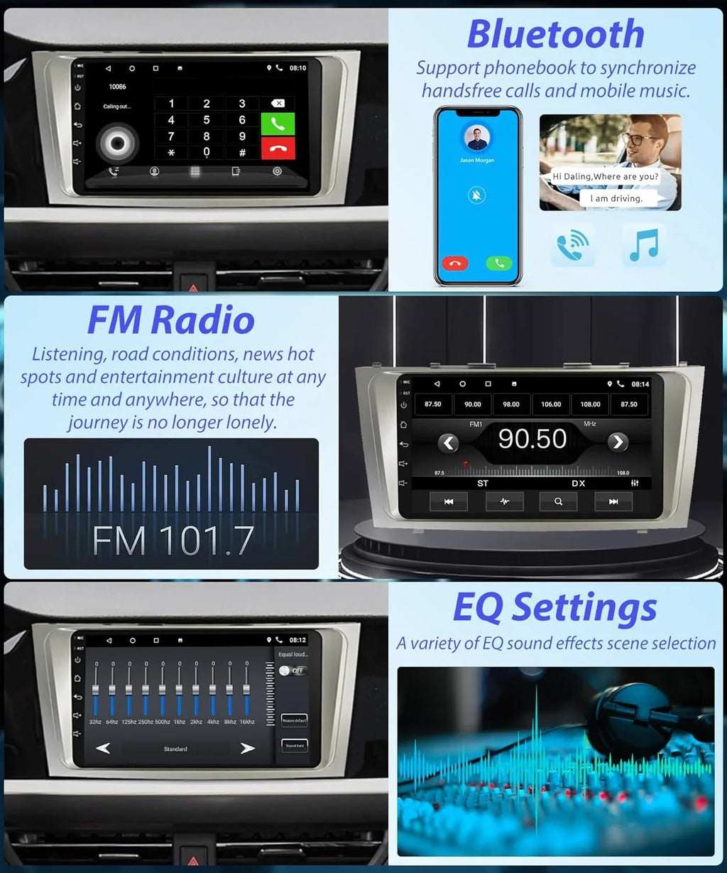 Radio Carplay FM SWC Auto Stereo 2G+32G Camry USB THONZER GPS WiFi Android 9 Camry Inch + Camera Radio Car Navigation Bluetooth Touch for Screen Android Backup 2006-2011, Car