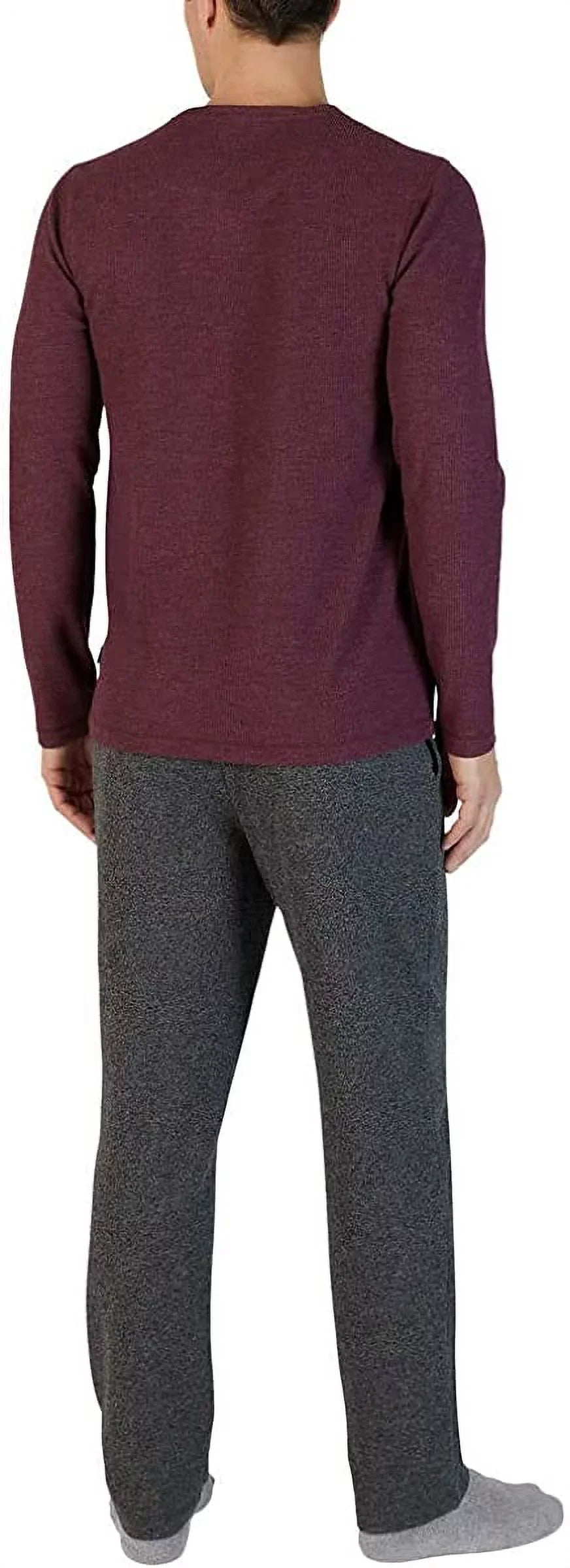 Pajama Eddie Set charcoal Lounge / ((burgundy gray bottom, Sleep Men's Medium) top 2-Piece Bauer PJ