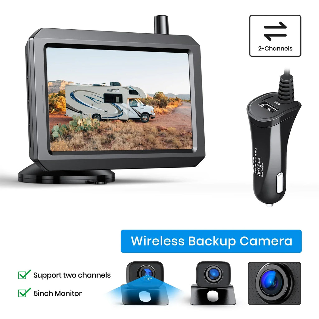 Wireless 2 IP68 Camera for Cameras, Car Rear 2 Reversing Digital Waterproof System Wireless With Camera Backup Channels View System