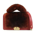 shoulder handbag diagonal boy brown bag (Good) ladies Pre-Owned gold fur/leather e55871a red