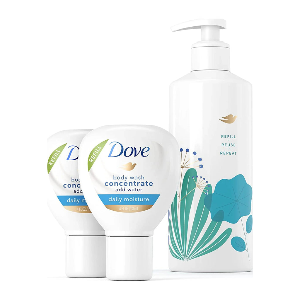 100 Bottle Instantly Moisture 4 16 Body Percent Concentrate For Recycled For Reusable Oz). And Refills Oz Fl Care Kit Soft Fl (X2) Nourishment Dove Daily Starter Lasting (Makes Skin