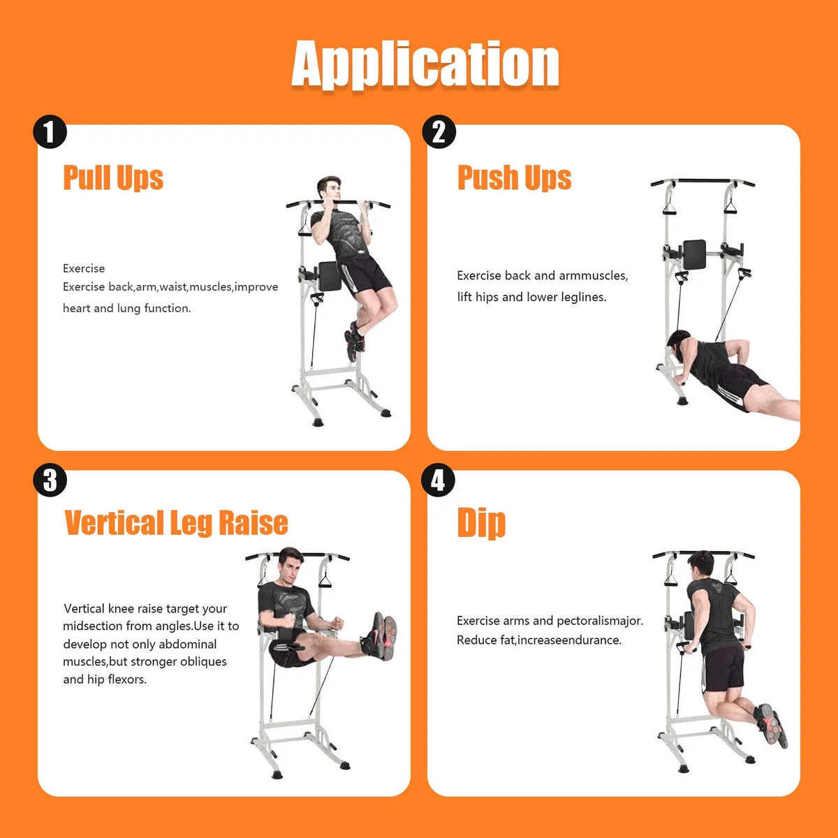 Power Bar Tower Gym and Home Power Height Sit Ups Pull-Up Station Adjustable
