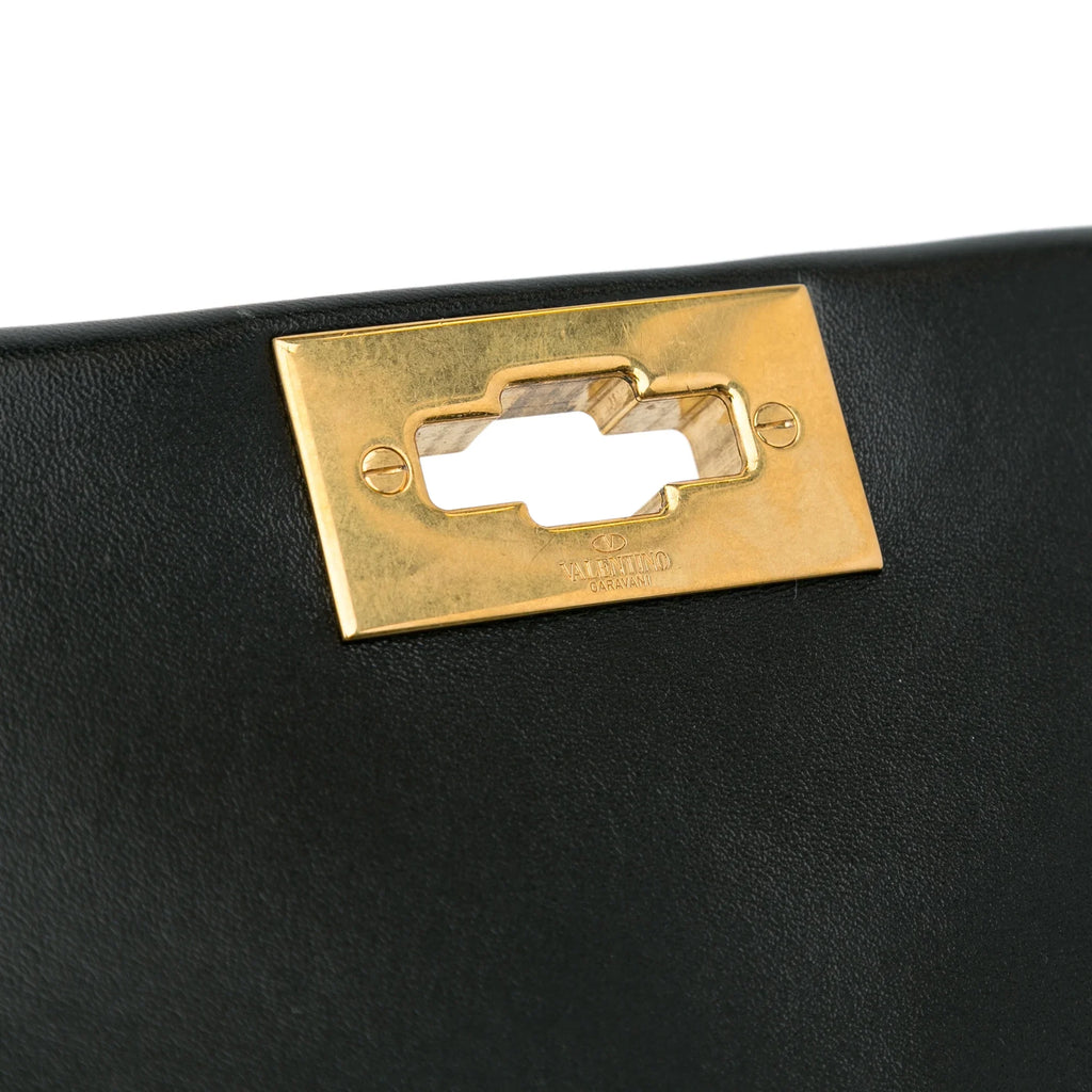 Roman Pre-Owned Authenticated Satchel Calf Stud Leather Black Unisex (Good) Medium Valentino