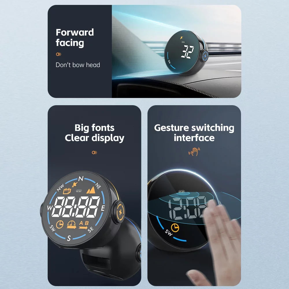 Display Setup Altitude Display, & GPS Meter Clear Digital Speed ammoon Speedometer Head Car Easy H600G
