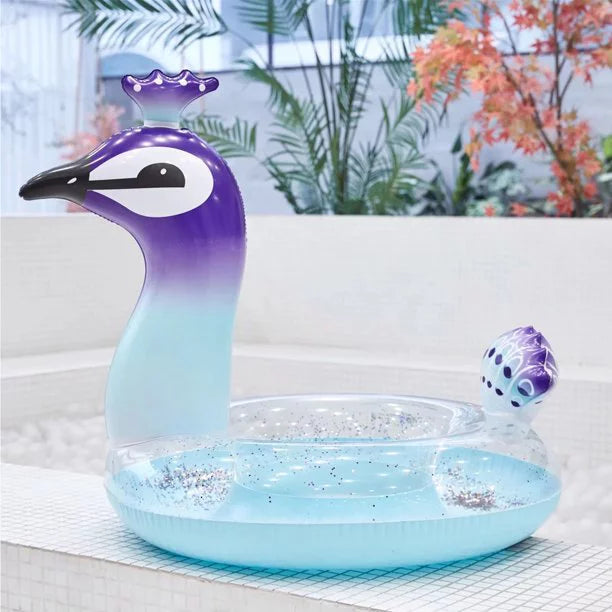Alin Designed Pool Kids Toys for Game 48 Lounge Raft Glitter Swimming Decorative liquid Valves Inch with Fast Pool Party | Summer Beach Float Peacock Inflatable