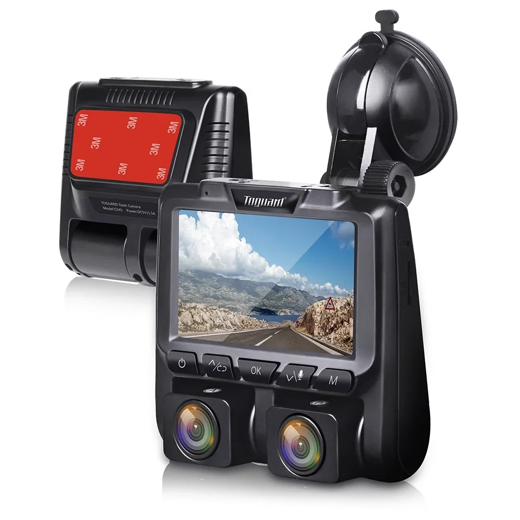 Full Dash TOGUARD Black HD LCD Camera 3" and Car Dashboard Dual Dash Cams 1080P+1080P Inside Camera Cam, Front