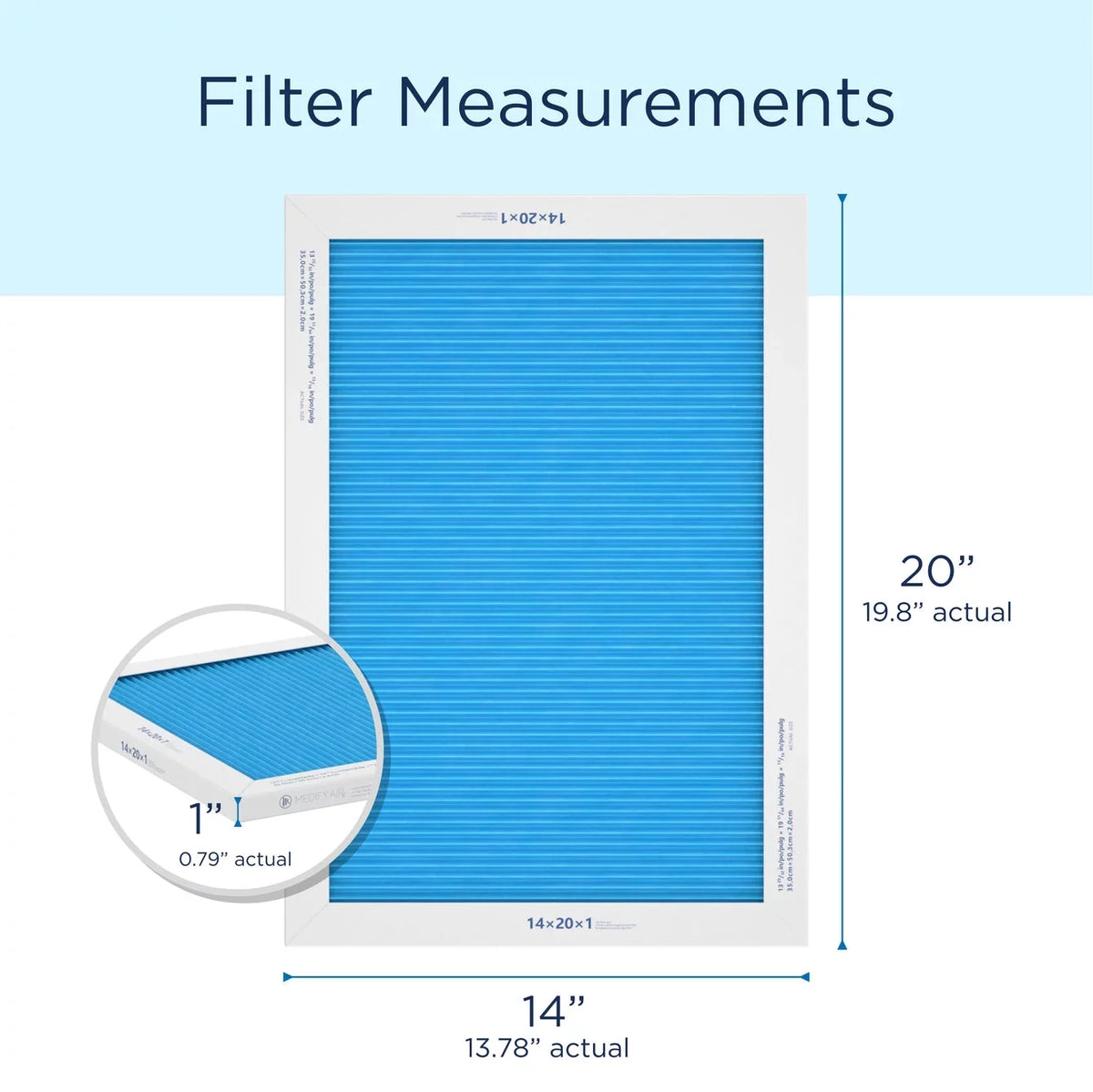 2-Pack) (MERV Pleated Filter Air 13, HEPA 14x20x1 Cleaning 95% Particles Air Medify