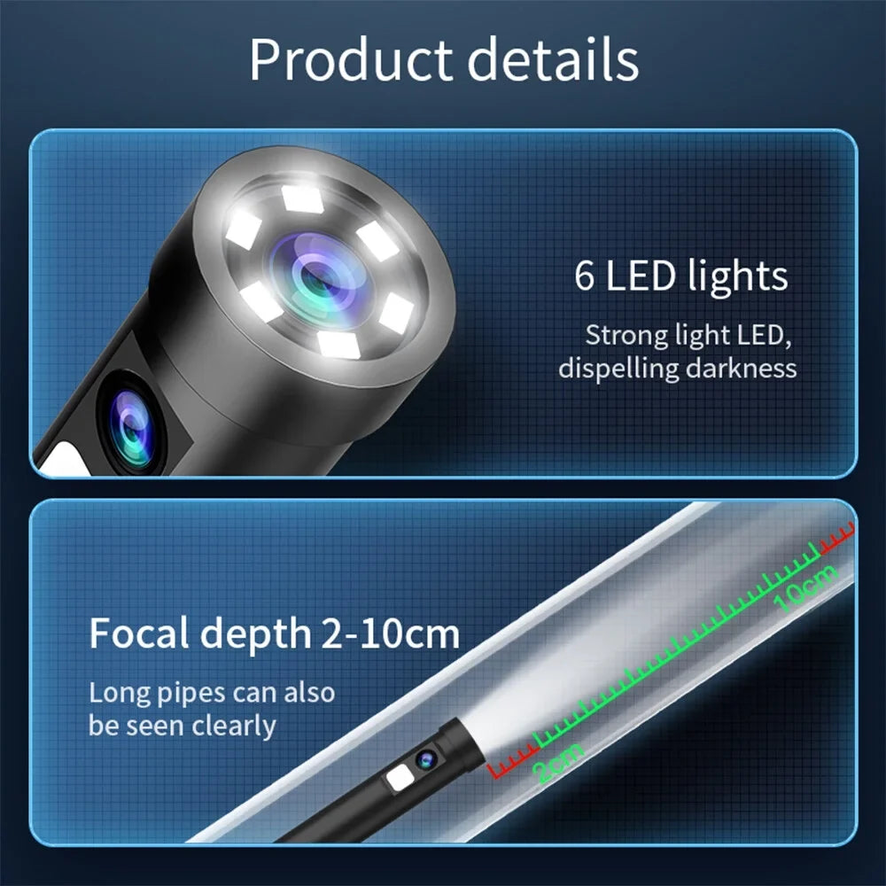 IP67 Waterproof Inspection Android IOS LED Adjustable Phone Built-in Endoscope Camera Lights 7.9mm Borescope for Mobile Type-C