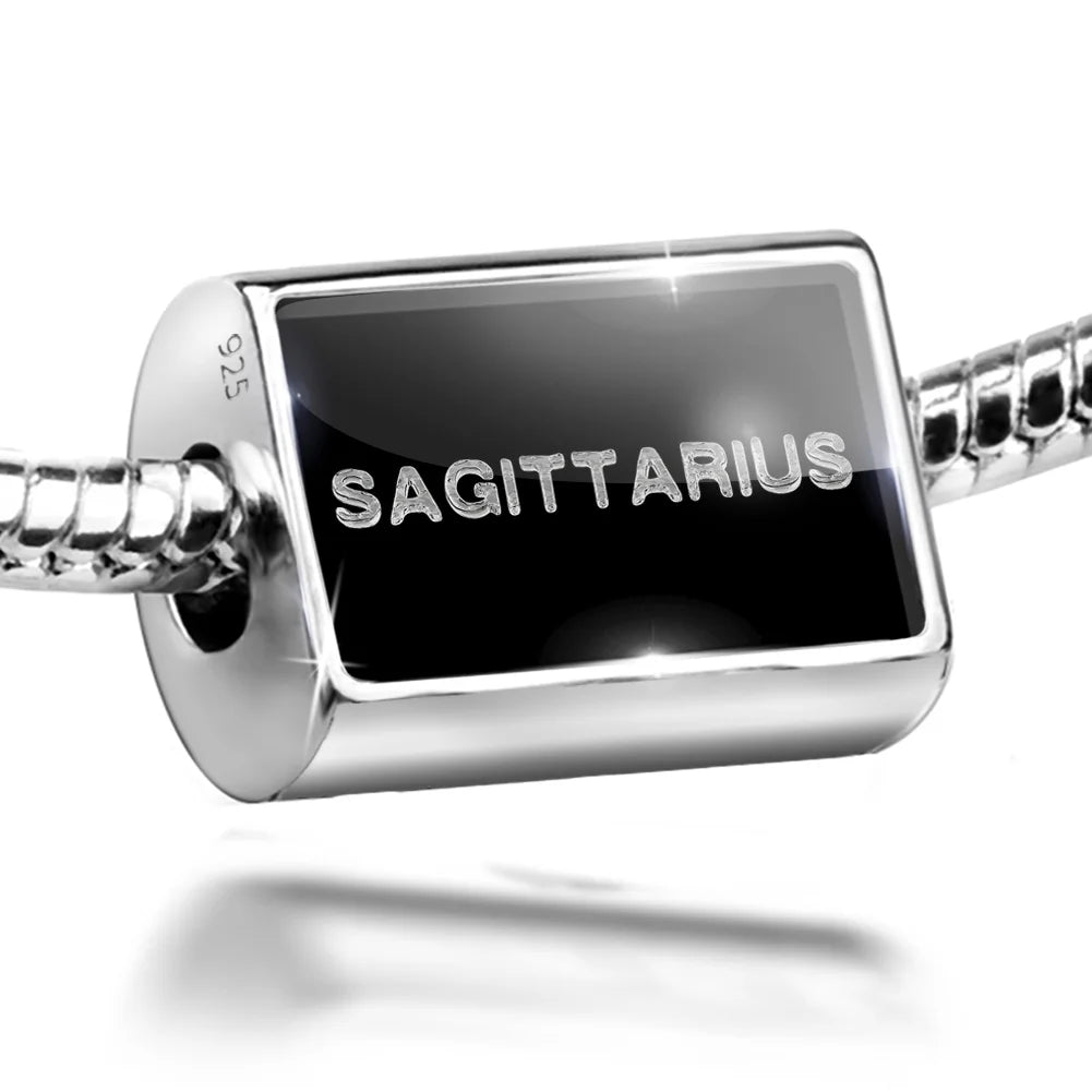 on Cubes Bead 925 Sagittarius Sterling Silver Clear Ice Charm Neonblond Black
