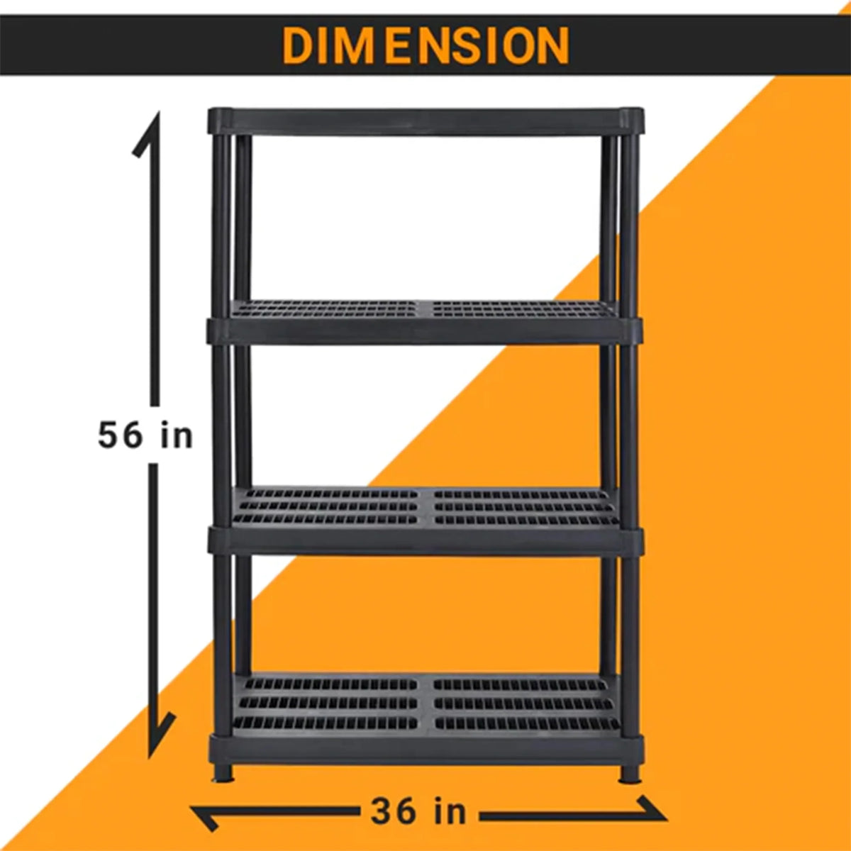 Juggernaut Sizetorage 56 Inch 4 Sizehelf Plastic Utility Sizehelving Sizetorage Unit