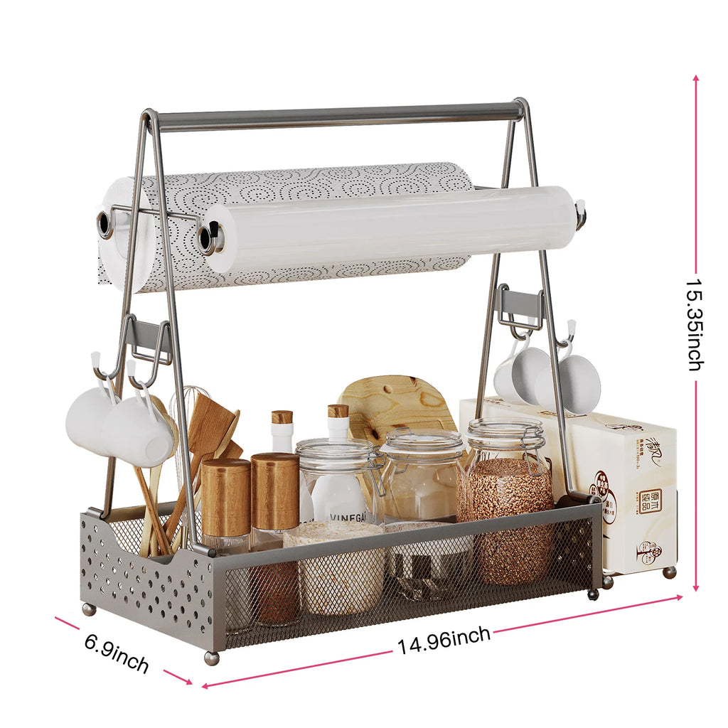 Hvacstar Grill Utensil Caddy - Organize BBQ Tools, Condiments, Paper Towels, and Cleaning Sizeupplies - Caddy for Outdoor Picnics, Backyard BBQs, Kitchens, Garages