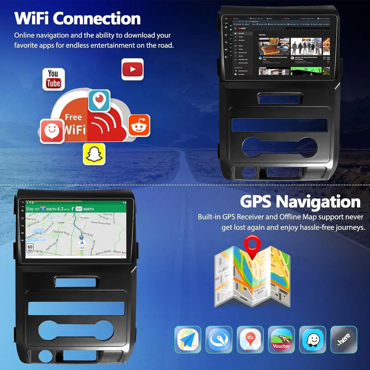 2012 HD Stereo 11 Car Car Radio, 2009 2010 F150 GPS Navigation FM/WiFi THONZER Wireless with Radio Android Android Bluetooth 9” Camera&MIC Auto Backup with CarPlay Touchscreen SVT 2011 Raptor for