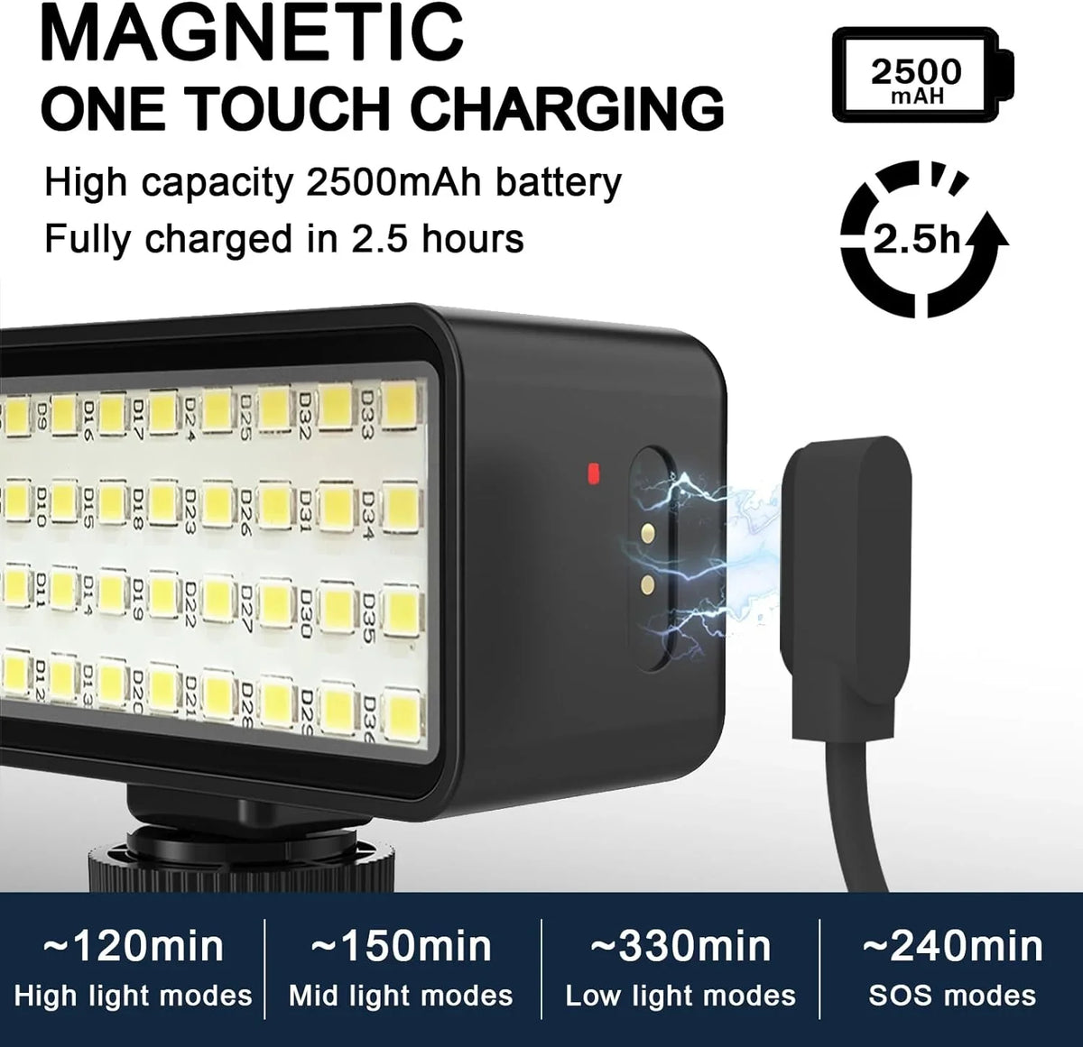 Waterproof Video Lights Scuba SupMaka Light, Scuba IPX8 Dive Power Underwater Diving High Dimmable Lights Lights