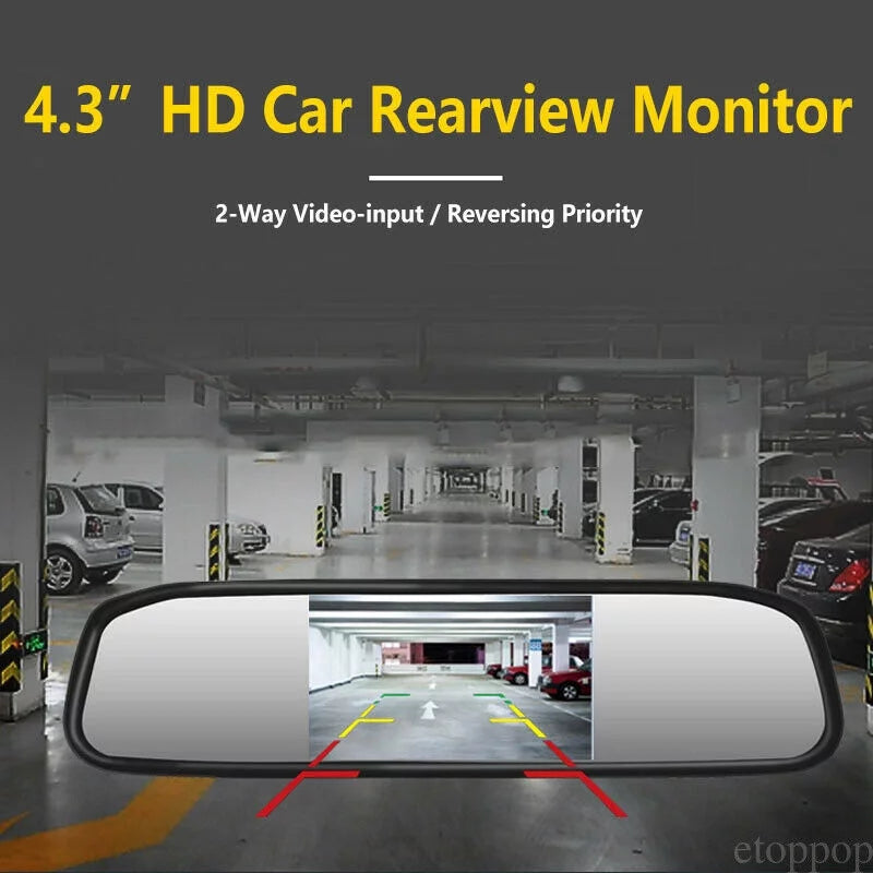 Night Car Parking Kit 4.3" View Camera Mirror System Reverse Rear Vision Backup