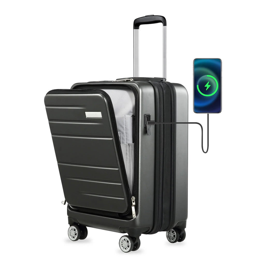 Suitcase LUGGEX on Expandable Front Pocket Port USB with Luggage, Hardshell and Carry