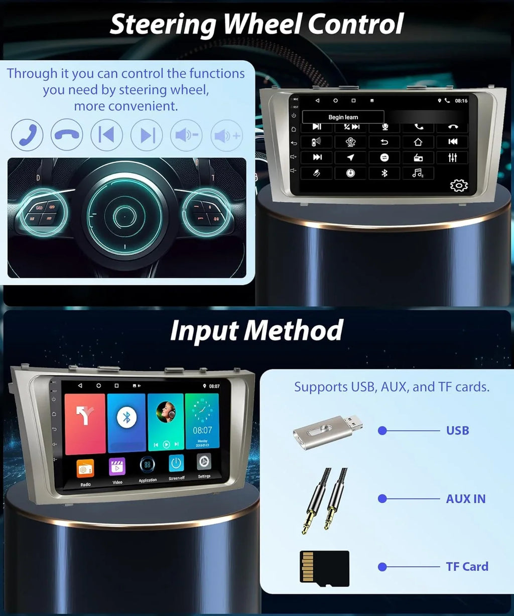 Radio Carplay FM SWC Auto Stereo 2G+32G Camry USB THONZER GPS WiFi Android 9 Camry Inch + Camera Radio Car Navigation Bluetooth Touch for Screen Android Backup 2006-2011, Car