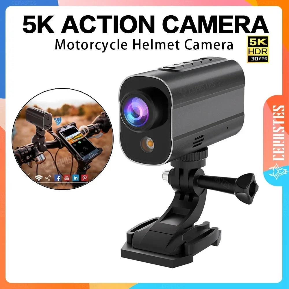 Light Anti 5K Recorder Camera Bicycle Shake Motorcycle Road Drive Led Helmet DV Action WiFi with Camera Sport Riding Bike