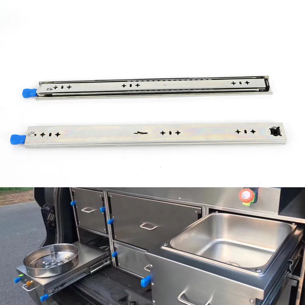 Lock Fridge Duty Full Heavy Runner Trailer Drawer Extension Draw Slides 24"Inch