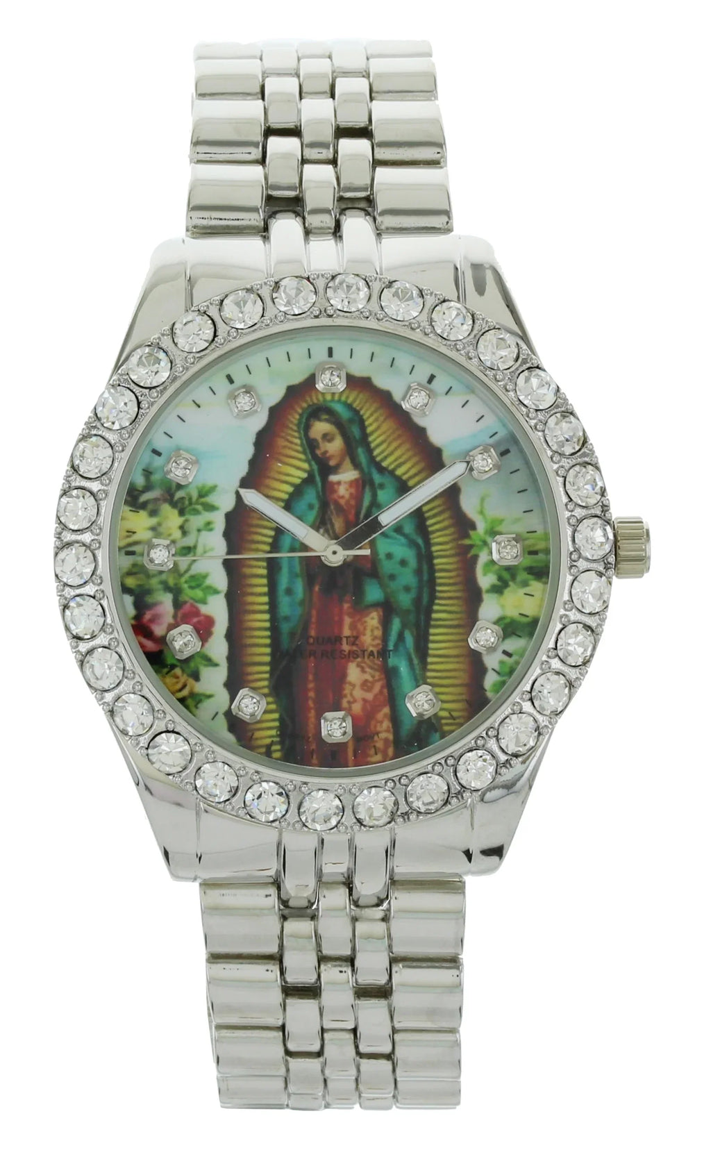 Cross Pendent of Metal Watch Bracelet Neckless with Silver-Tone Lady and Set Men's Our Guadalupe