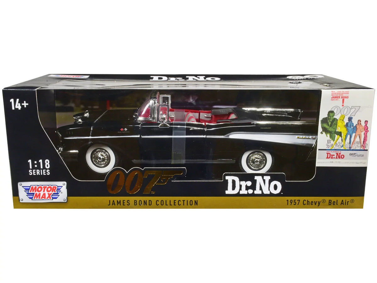 James Movie 1957 Air 1/18 Chevrolet Bel Car Black (1962) Motormax by "Dr. 007 Model Convertible Diecast No" Bond