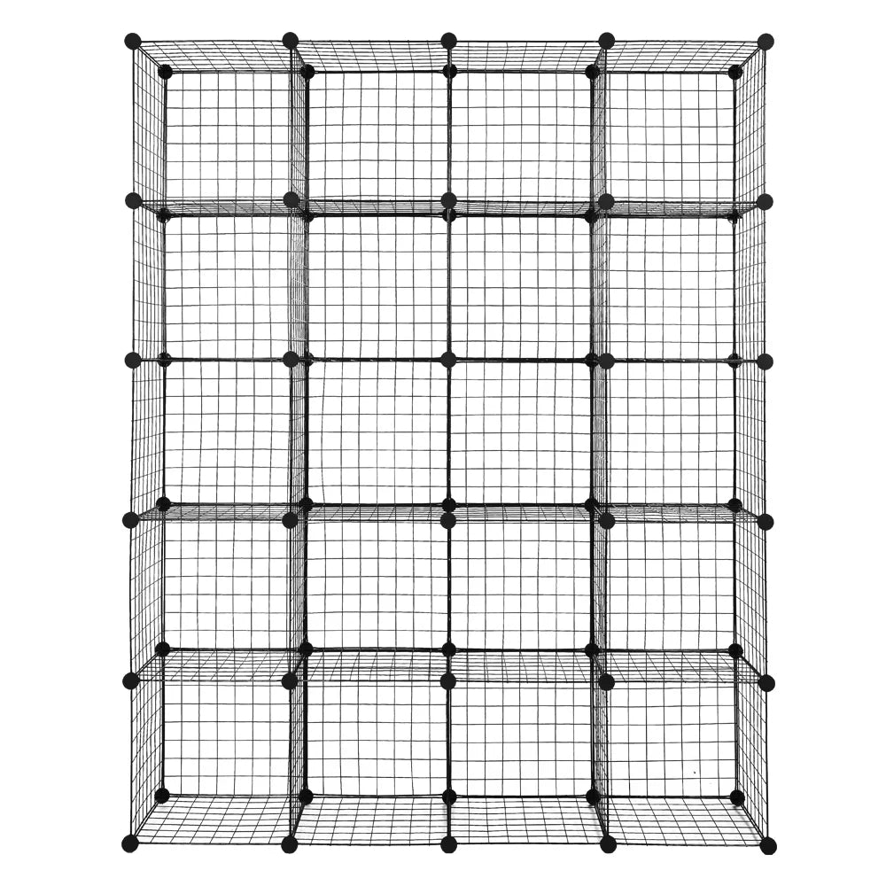 Black Organizer Grid Metal 20-Cube Shelving Storage Modular Unit Bookcase Cubbies