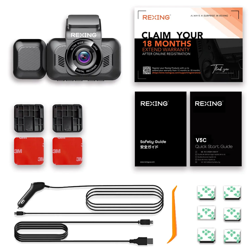 Dash Cam w/ 4K 1080p Wi-Fi, Front V5C Capabilities, Cabin and & Modular GPS Camera