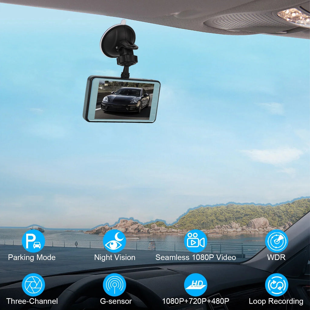 View G-Sensor Dash DVR Camera Car HD 1080P Front Lens 2 Recorder Video Rear Cam