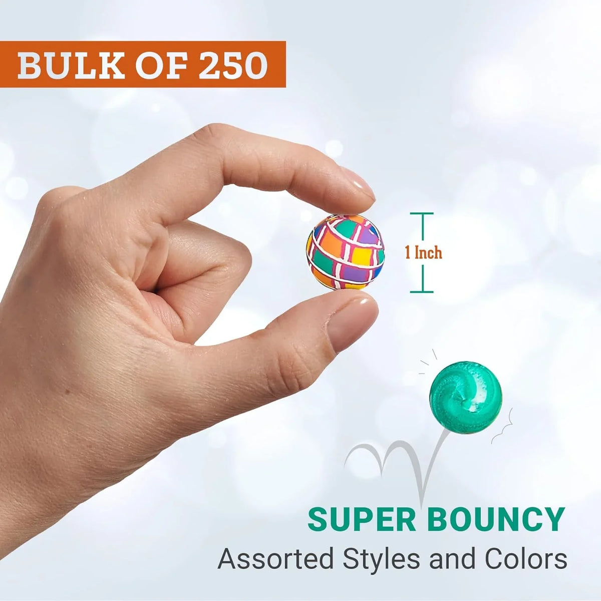 Parties, for Balls Colorful for Kids 1” Bulk Pack Balls Bedwina 250-Pack Bouncy Small