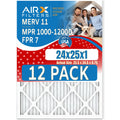 Made CLEAN & 1000, Rating, USA AIR. WICKED MERV by of - FPR 1200 Comparable 12 24x25x1 FILTERS Pack MPR 7 Filter 11 Air Filters MPR AIRX to Furnace in