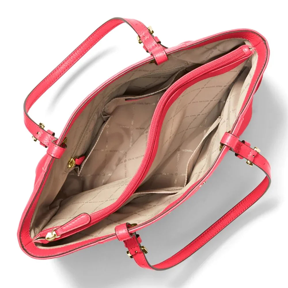 (Coral Medium Leather Tote Set Michael Pebbled Women's Reef) Kors Bag Jet