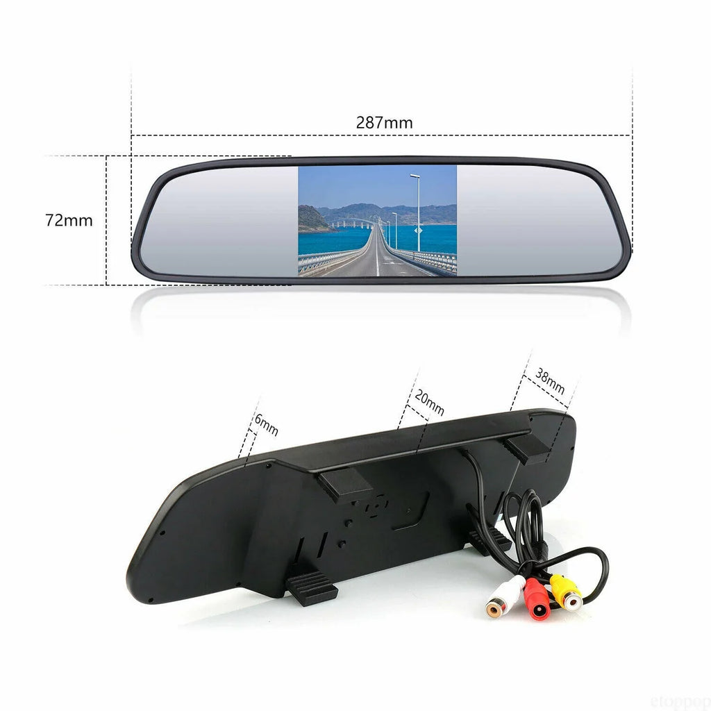 Night Car Parking Kit 4.3" View Camera Mirror System Reverse Rear Vision Backup