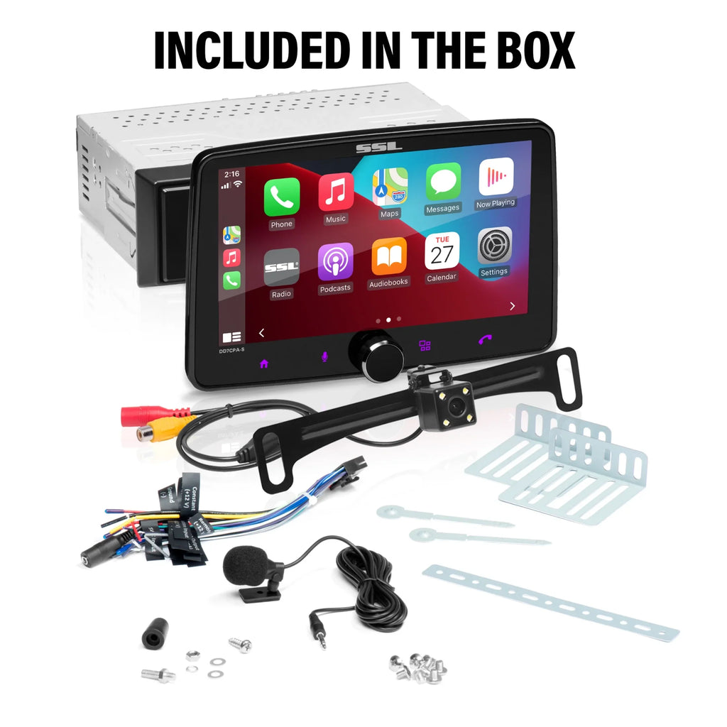 7 Car – Storm No Sound Din, Camera DVD CD Stereo Receiver, Android Audio Touchscreen, Laboratories Inch DD7CPA-CS Single Radio AM/FM CarPlay, Backup Auto, Bluetooth, Player,