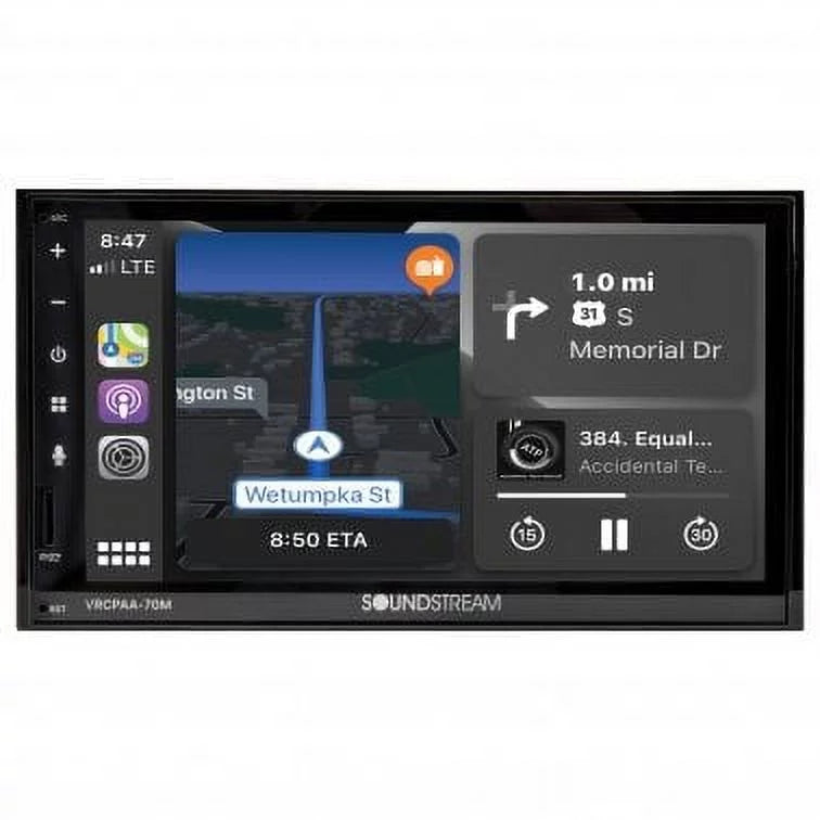 & DIN Double +Camera Silver Bluetooth Soundstream Android VRCPAA-70M 7" CarPlay