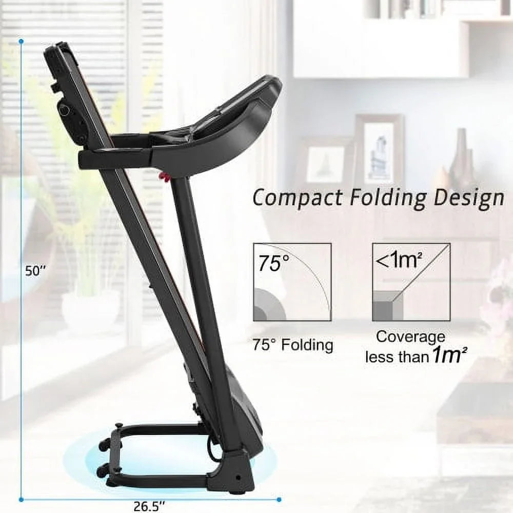 and Incline Running with Motorized Compact Machine LCD Folding Jogging Audio display Large Treadmill Easy Adjuster Speakers