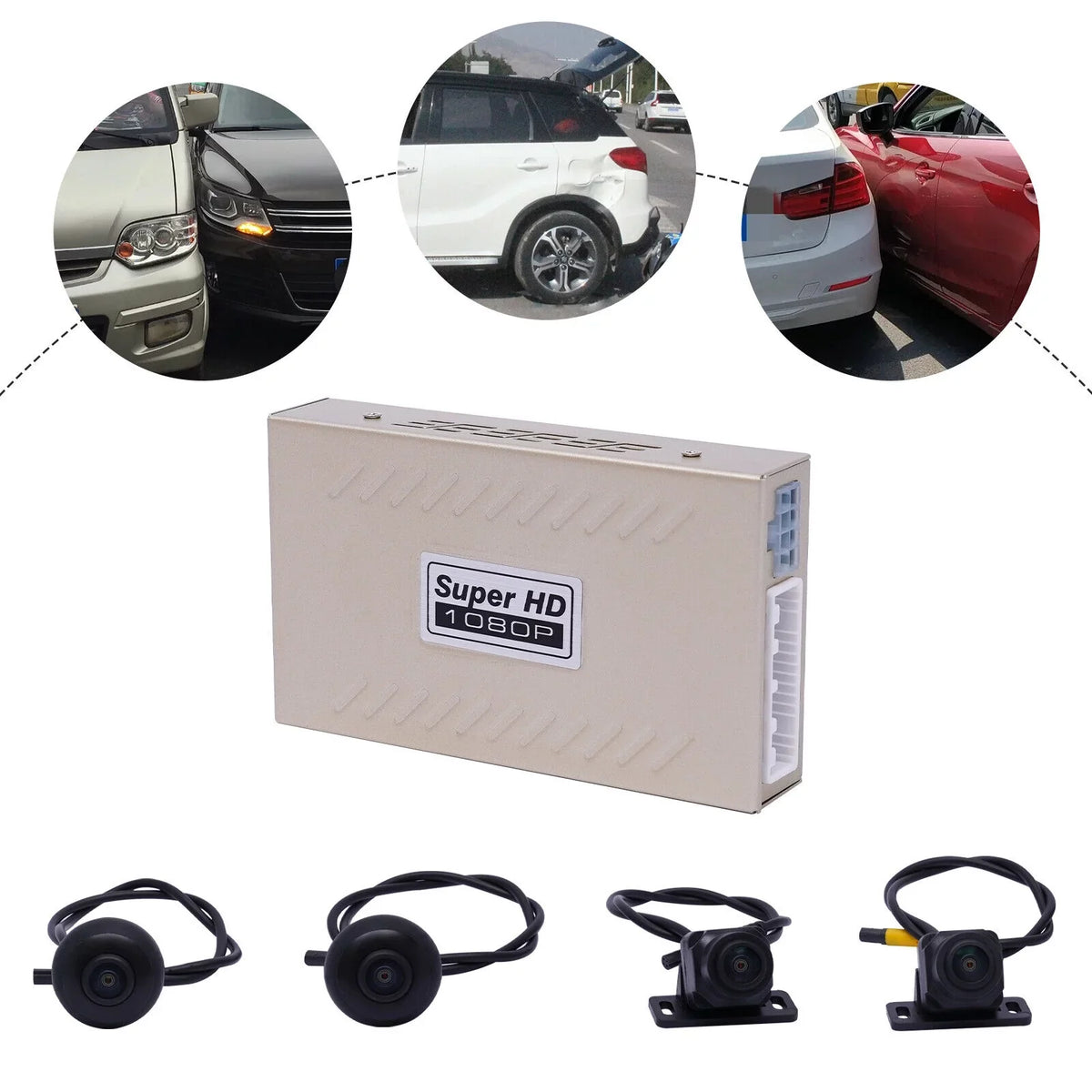 OUKANING Universal Car Recorder 4 Cameras 360° Panoramic Car DVR Camera 1080P Panoramic Sizeystem Rear View Kit