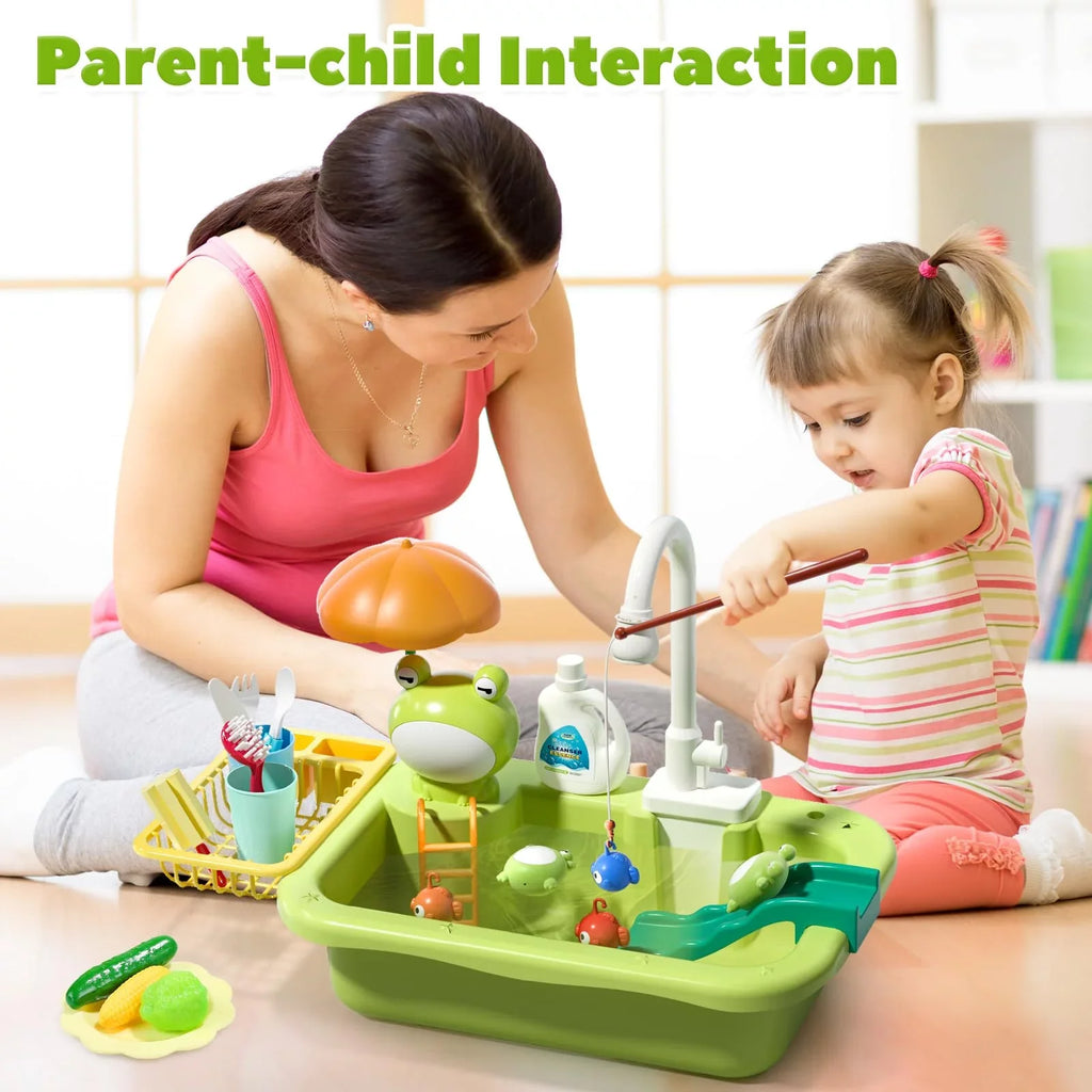 Floating Play Role Fishing Dishwasher Play Faucet, Sink for with with Kids Play, Pool Upgraded Kitchen Running Kitchen Toys Toy Accessories, liquid Toys liquid, Electric Toy Sink Play