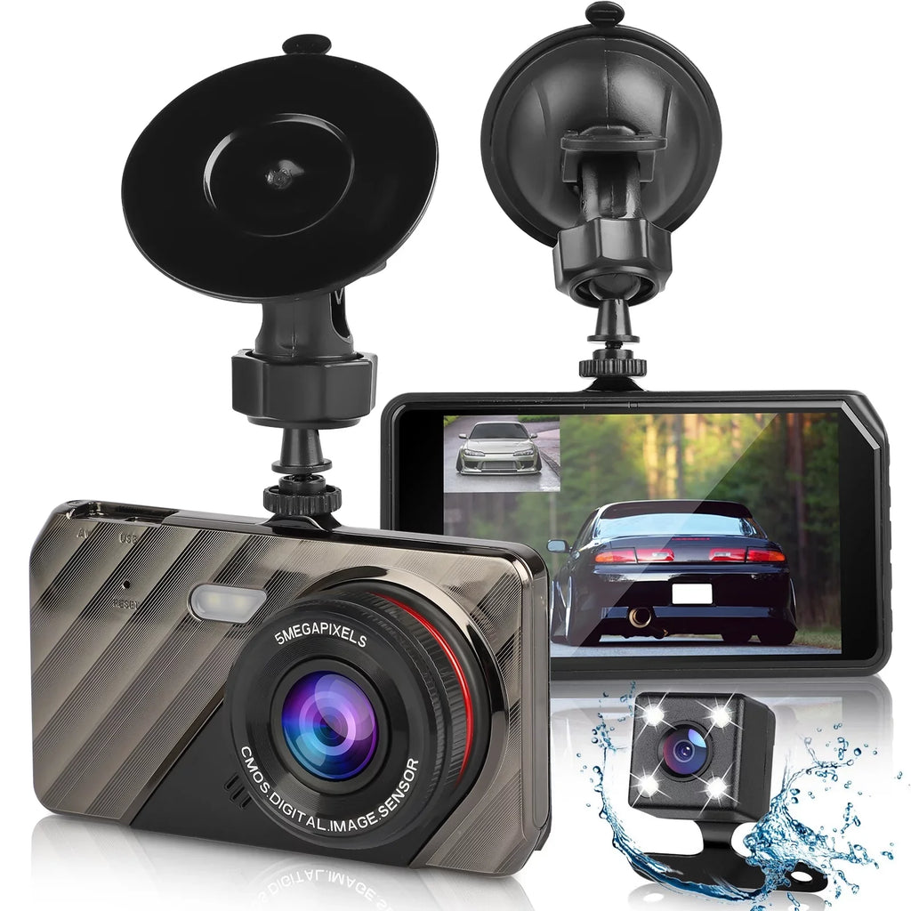 Night Wide Vision, Car 1080P Driving with Angle, Dual Dashboard with and Dash 170° G-Sensor/ Cam, Recorder DVR Dual Dash IPS 480P Car Lens Camera Detection Motion EEEkit Front Rear 4inch Display,