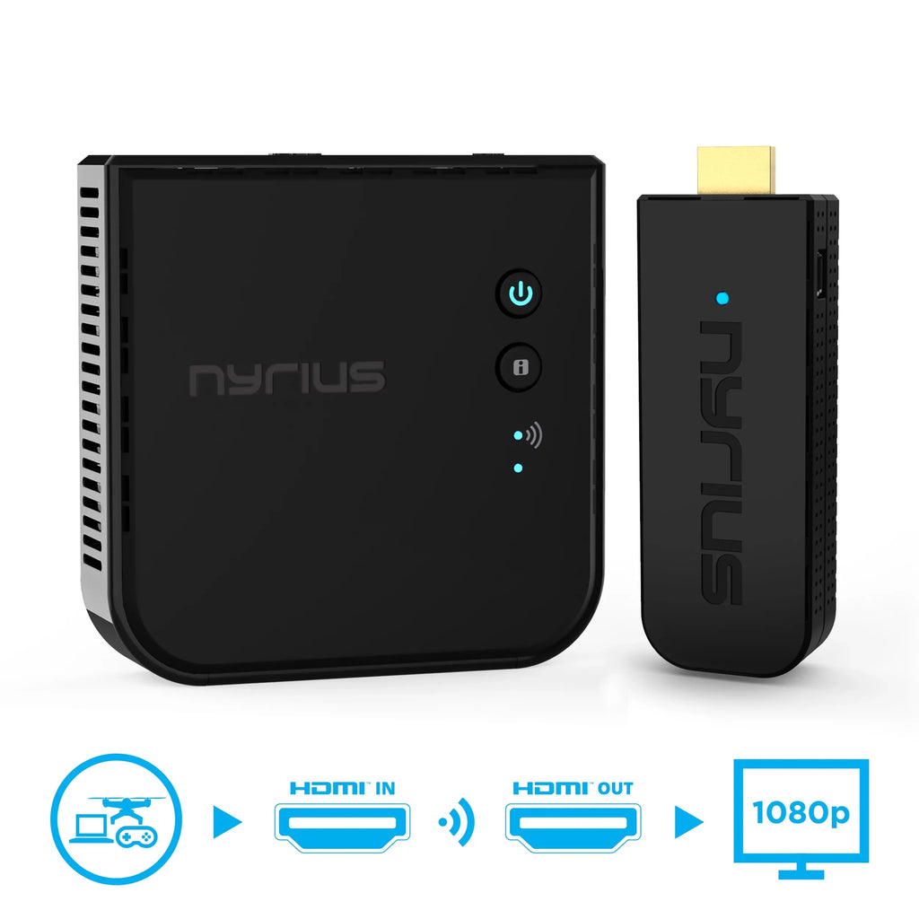 Pack Wireless Laptop, and Stream Nyrius Drones, 1080p Pro Netflix, PS4, HD to from HDMI 5 Pro Receiver Transmitter Camera, YouTube, Cable, to HDTV/Projector/Monitor PC, 3D - Aries Video