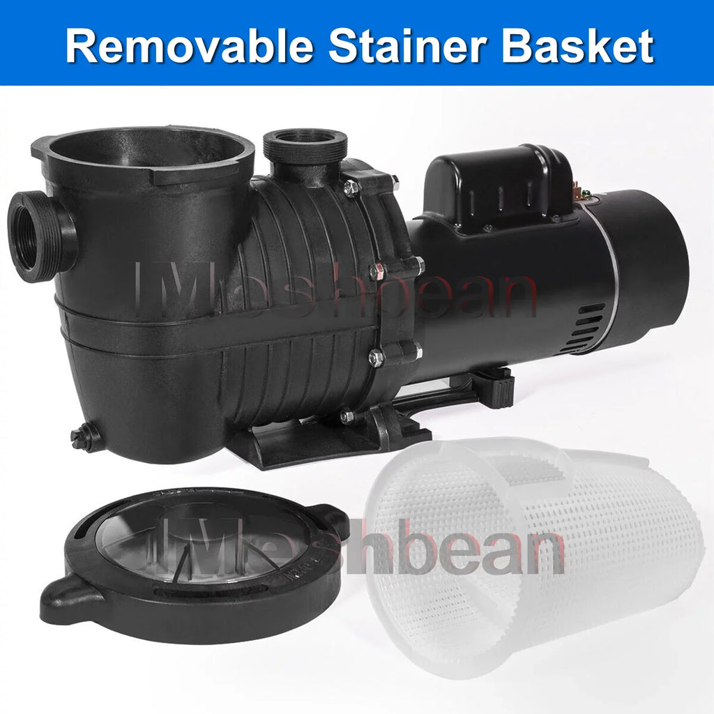 Above Ground Single Pool Head Speed Pump NPT Pools, Swimming and 2HP For Above Pump 6500GPH, 110V-230V, Motor, w/ Ground, Strainer 78FT, Pool Max Inground Connector & Swimming Basket iMeshbean