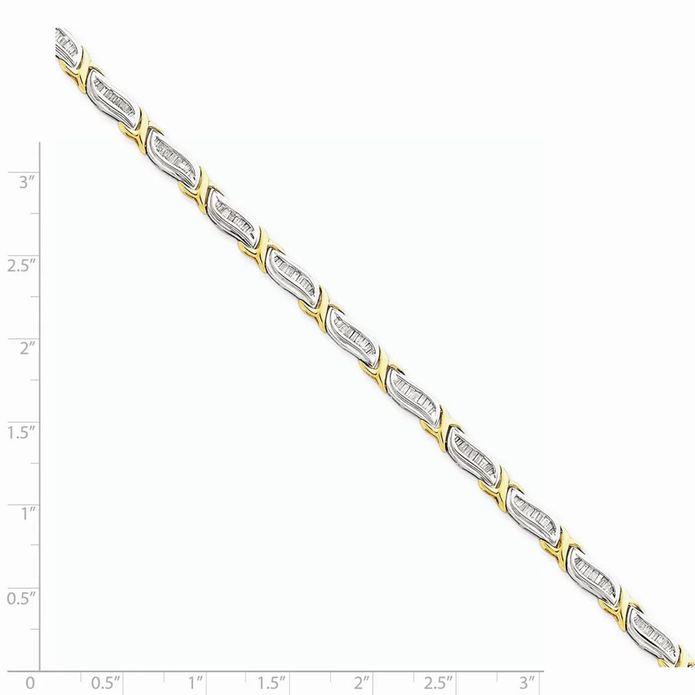 Two-Tone Gold Baguette 14K Bracelet Diamond 1cttw