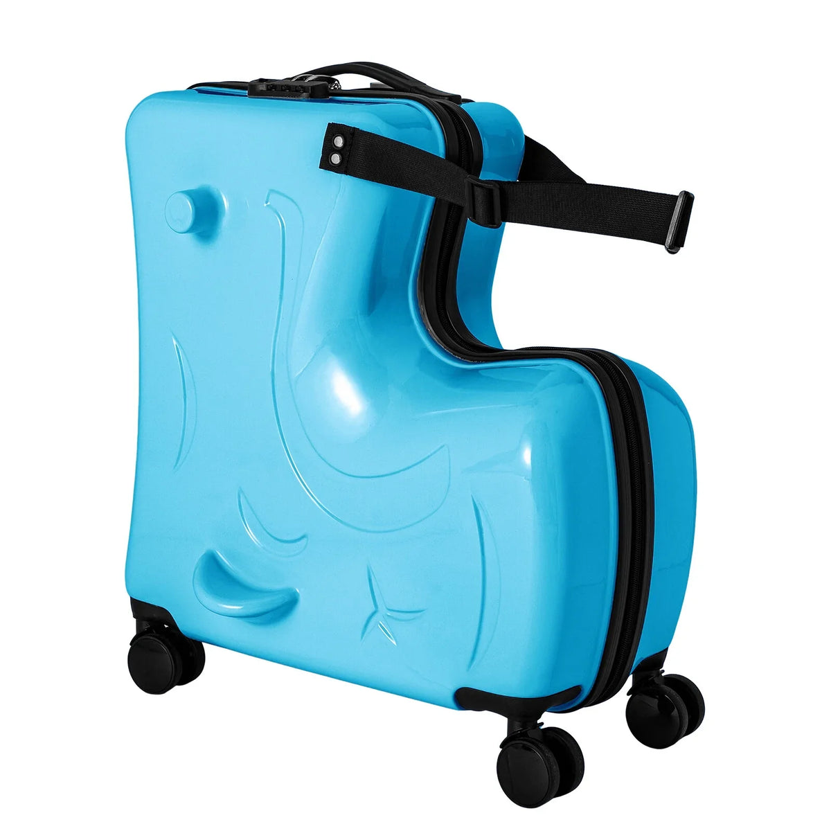 Horse Blue Kids 20" Kids Travel Shape Spinner Suitcase, Wheels Luggage Ride Trolley Suitcase AIQIDI Portable On
