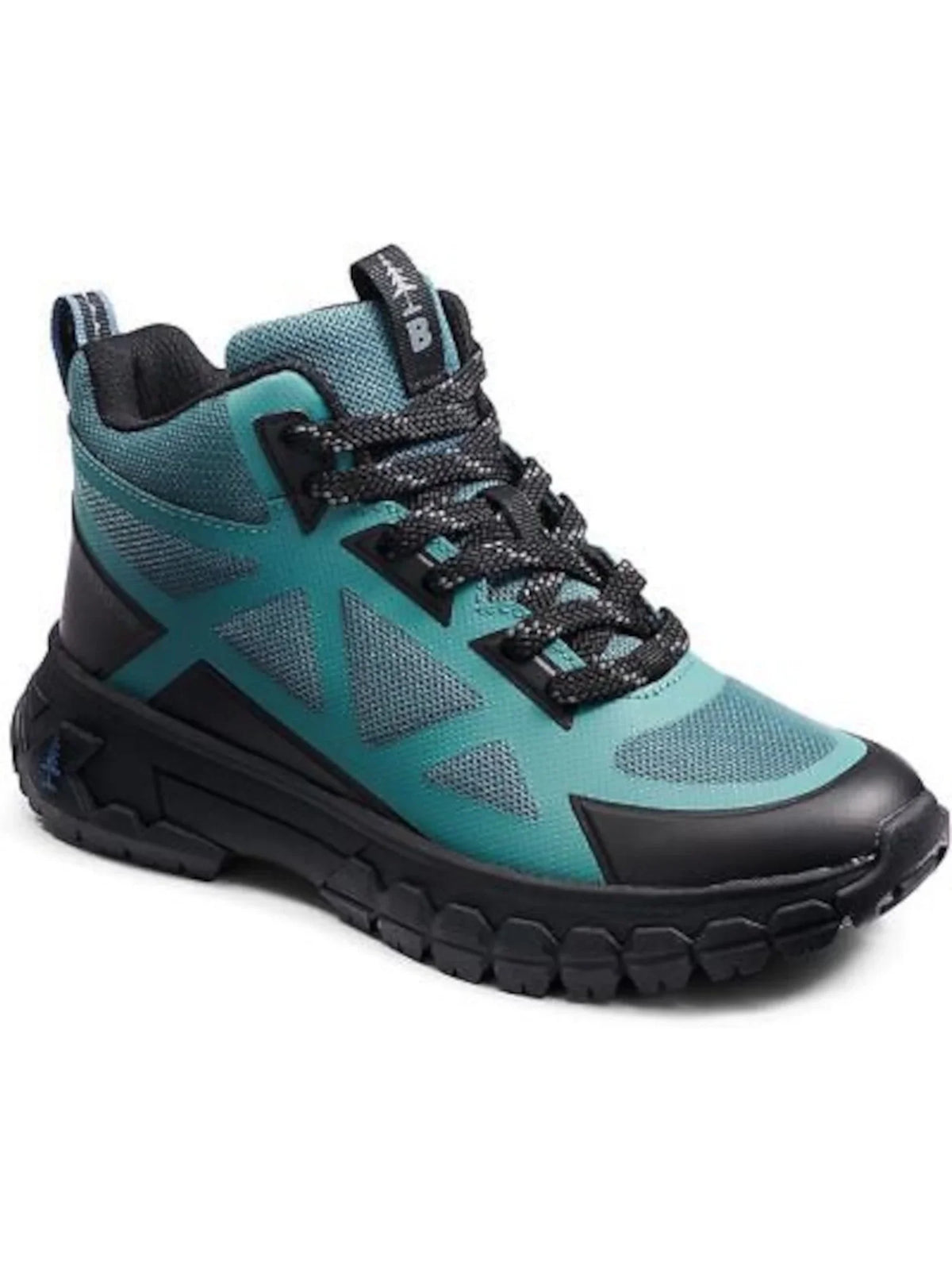 Media Hiking Slip Breathable exterior Peak Lace-Up Boots Toe Resistant Mixed BASS M Platform Removable Insole Teal Round Womens Seamless 8