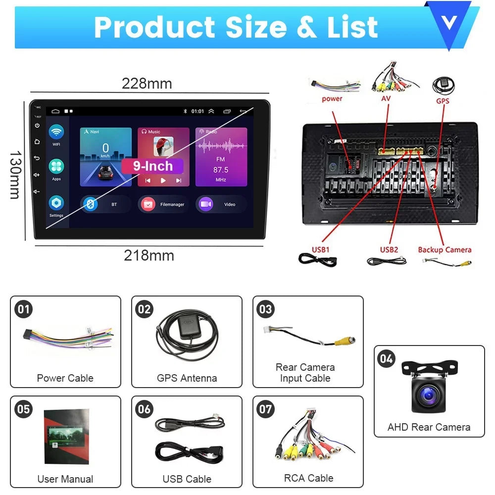 Santa-fe GPS 2006-2012 for WIFI Hyundai Podofo Auto Bluetooth Radio Backup FM USB Android Hifi,AHD Camera 13 Wireless Android Car Link Carplay 2+64G Stereo 9'' Mirror