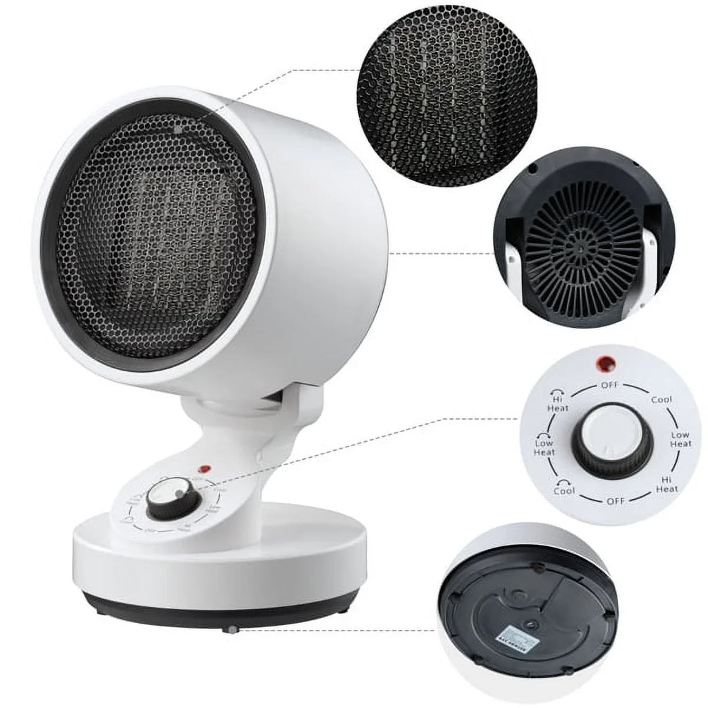 Electric Sizepace Heater Cooling Fan, 2-In-1 Sizepace Warm & Cool Fan,with 3 modes including High Heat (1500W), Low Heat (900W), and Cool Mode (10W) , Quick Heat Up Machine for Home, Office