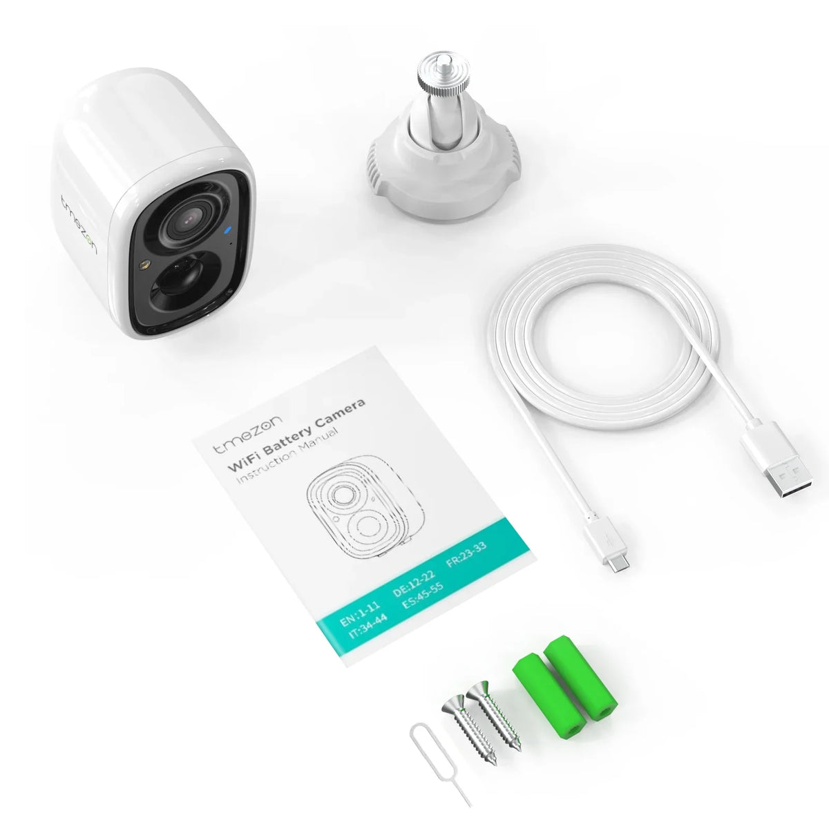Waterproof, Night SD/Cloud 2K Camera WiFi Powered Detection, Motion exterior AI 2 Way Surveillance with TMEZON Security Rechargeable Audio, Wireless for Vision Camera Home Battery